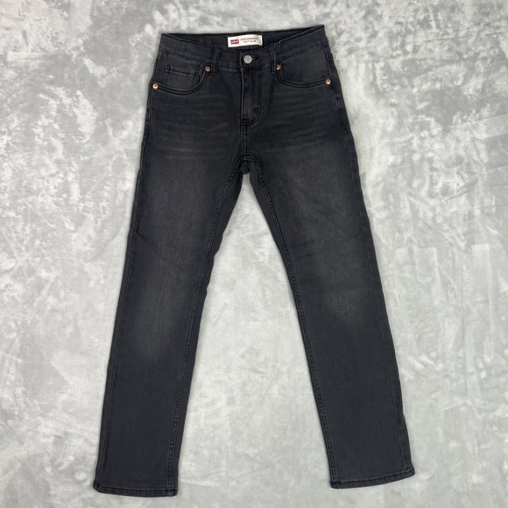 Levis 511 Jeans Womens 27X 29 Solid Black Denim Pants‎ Pre Owned Distressed